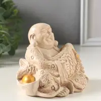 Фигурка гипс &laquo;Хотей с рыбой&raquo;, 10&times;9&times;7 см, слоновая кость