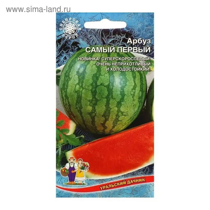 Семена Арбуз  Семена Арбуз "Самый Первый", ультраскороспелый, 3-4 кг, 10 шт.