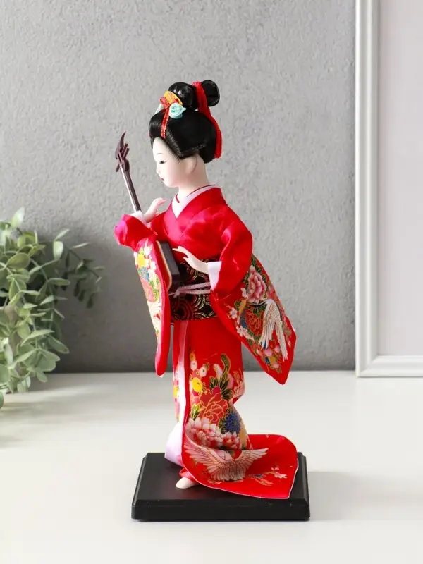 Кукла коллекционная &laquo;Японка в цветочном кимоно с музыкальным инструментом&raquo;, 30&times;12.5&times;12.5 см