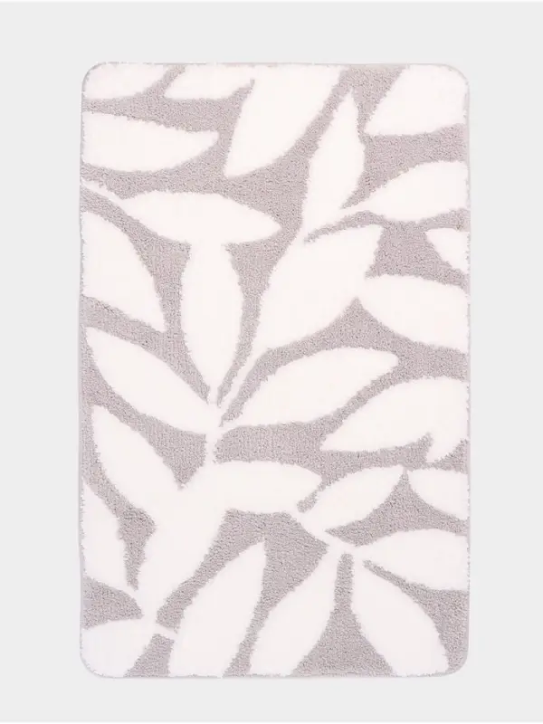 Коврик Доляна Leaves, 50&times;80 см, ворс 1.5 см, микрофибра, серый