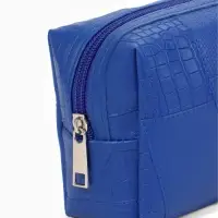 Косметичка ONE COLOR, на молнии, искусственная кожа, синяя