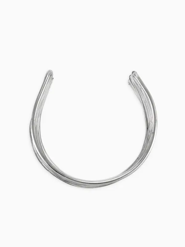 Браслет манжета &laquo;Нити&raquo;, d=6 см, металл, цвет серебро