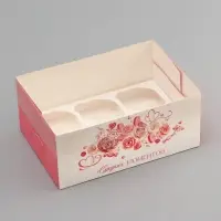 Коробка для 6 капкейков с прозрачной крышкой, &laquo;Сладких моментов&raquo;, 23&times;16&times;10 см