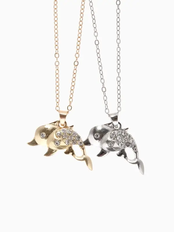 Кулон на цепочке &laquo;Дельфины в паре&raquo;, МИКС, L=40 см