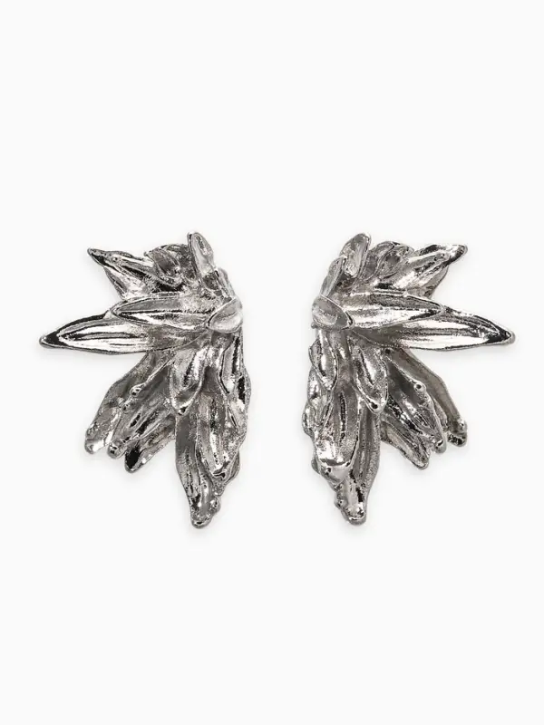 Серьги металл Серьги металл "Цветы половинки", цвет серебро