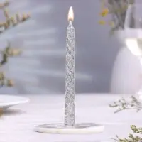 Набор свечей витых, 1.5&times;15 см, 2 шт., блестки, серебро