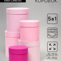 Набор шляпных подарочных коробок 5 в 1&laquo; Феерия&raquo;, розовый, 23&times;23 - 14&times;14 см