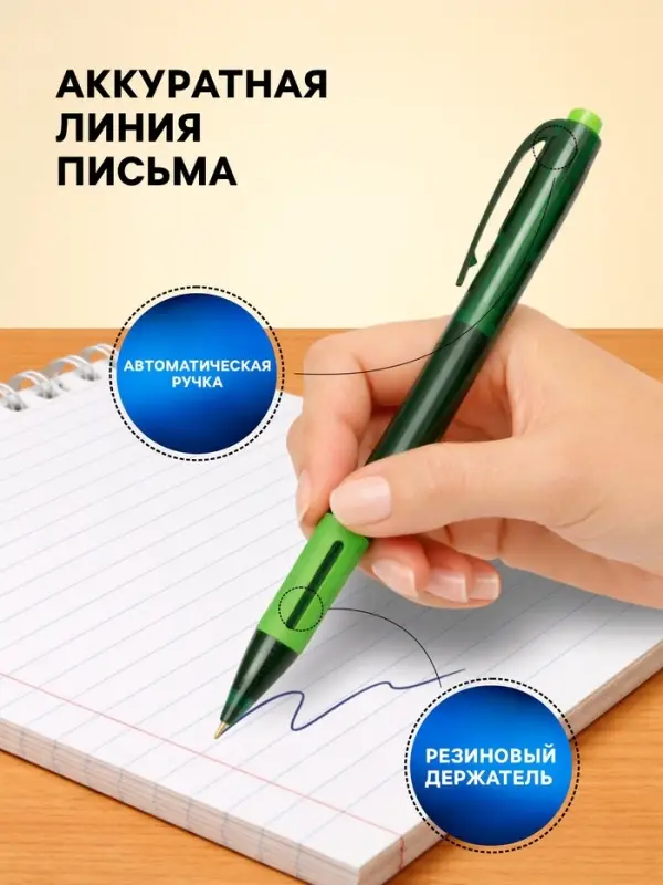 Ручка шариковая Berlingo. SI-400 Color, автоматическая, синий стержень, узел 0.7 мм, резиновый упор, МИКС