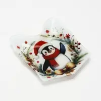 Блюдо новогоднее плоское &laquo;Пингвин&raquo; в форме подарка, 15.1&times;17.3 см