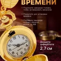 Часы карманные &laquo;Снитч&raquo;, кварцевые, d=2.7 см, на цепочке, золотистые