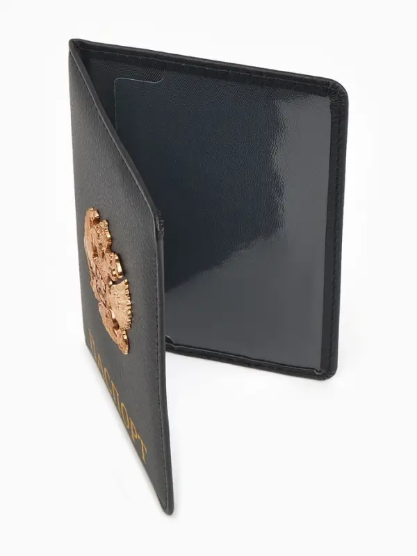 Обложка на паспорт с металл элементом &laquo;Герб&raquo;, искусственная кожа