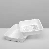 Туалет для кошек, 36&times;26&times;6.5 см, средний, с сеткой, пластик, белый