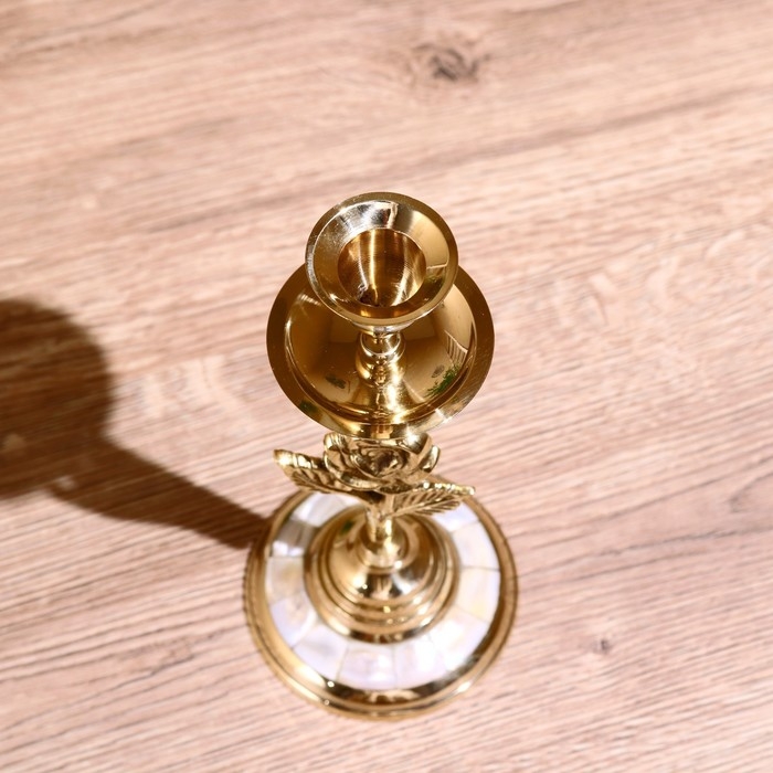 Подсвечник  Подсвечник "Роза" латунь, перламутр 20,5 см