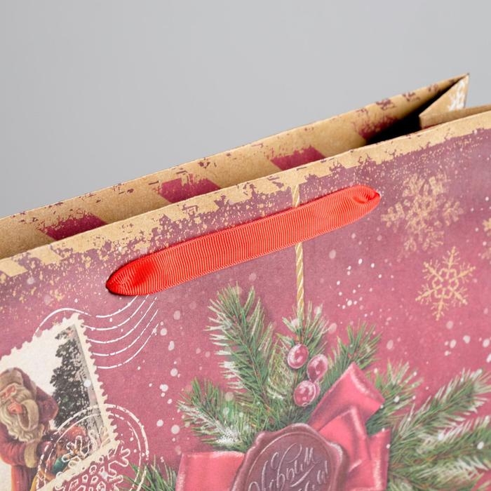Пакет подарочный новогодний крафтовый вертикальный «Новогодняя посылочка от Дедушки Мороза», L 31 х 40 х 9 см, Новый год Пакет подарочный новогодний крафтовый вертикальный «Новогодняя посылочка от Дедушки Мороза», L 31 х 40 х 9 см, Новый год