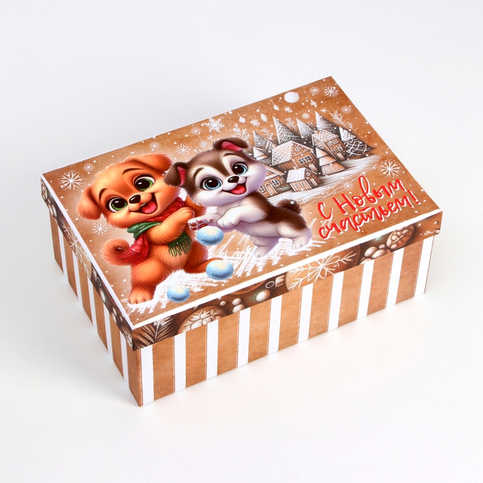 Набор подарочных новогодних коробок 10 в 1 Набор подарочных новогодних коробок 10 в 1 "Зверята", 32,5 х 20 х 12,5 - 12 х 7 х 4 см. Новый год