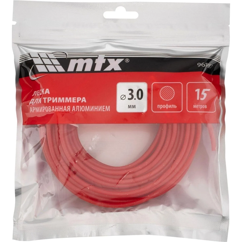 Леска для триммера армированная алюминием&nbsp;MTX круглая 3,0 мм х 15 м (96887)