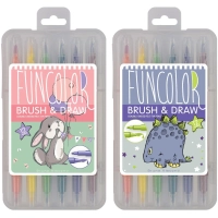 Фломастеры КИСТОЧКИ ДВУСТОРОННИЕ FUNCOLOR 12цв,в пластиковом пенале 32-0047