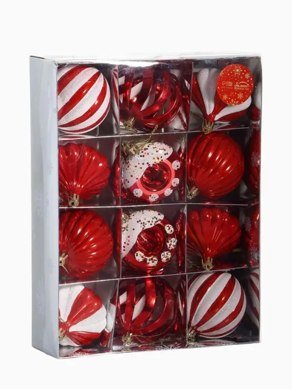 Набор украшений пластик 16 шт Набор украшений пластик 16 шт "Ярмарка волшебства" 8 см, красный