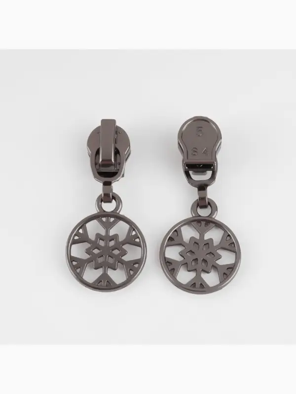 Бегунок для молнии &laquo;Спираль&raquo;, №5, &laquo;Снежинка&raquo;, 10 шт., цвет чёрный никель