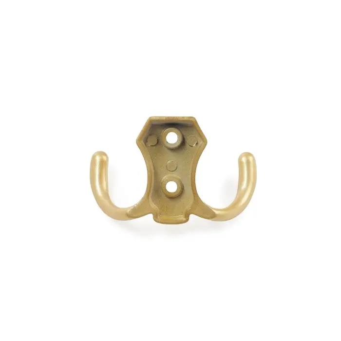 Крючок мебельный ТУНДРА КМ201SG, двухрожковый, матовое золотое