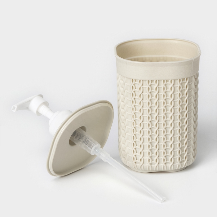 Дозатор для мыла «Вязание», 500 мл, цвет белый ротанг Дозатор для мыла «Вязание», 500 мл, цвет белый ротанг