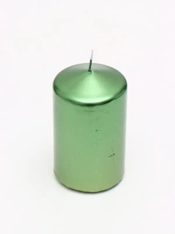 Свеча столбик 6&times;7.5, 10, 12.5 см, набор 3 шт., зелёный металлик