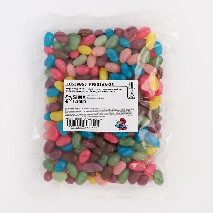 Мармелад Мармелад "Бобы желе" со вкусом кола, арбуз, яблоко, малина, клубника, черника, 300 г