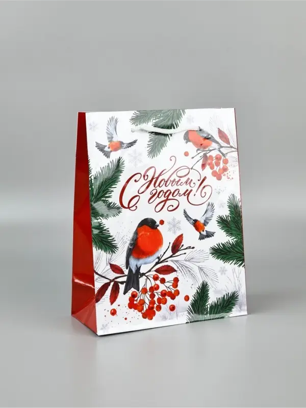 Пакет ламинированный «Снегири», MS 18 × 23 × 8 см Пакет ламинированный «Снегири», MS 18 × 23 × 8 см