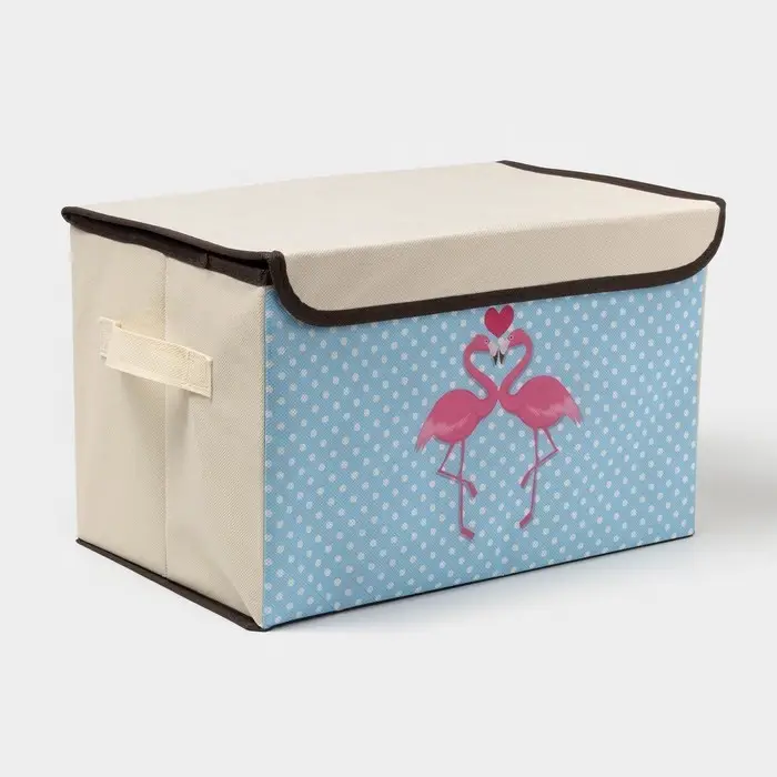 Короб стеллажный для хранения с крышкой &laquo;Фламинго&raquo;, 39&times;25&times;25 см, бежевый