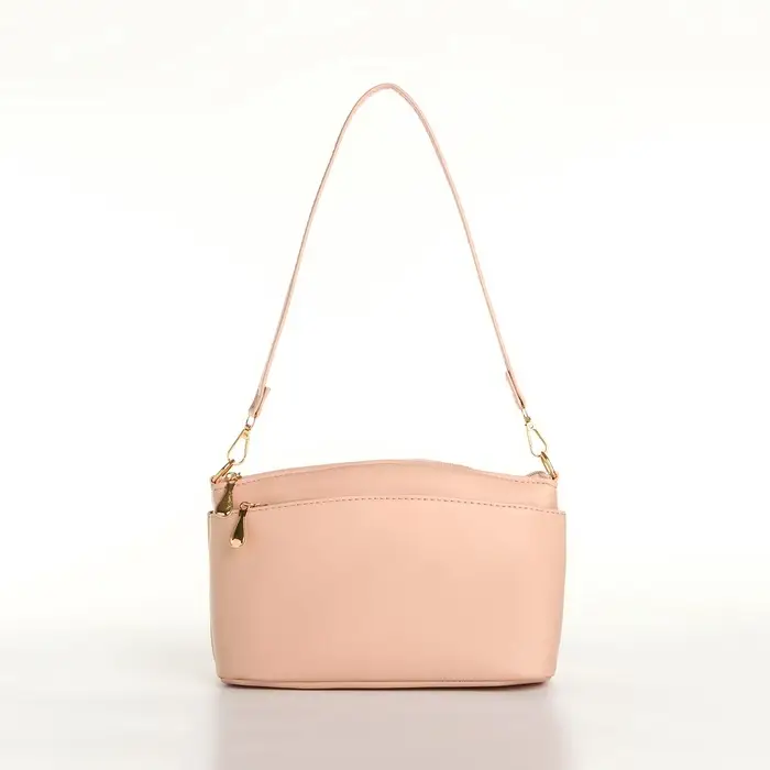 Сумка женская кросс-боди на молнии, 23&times;9&times;15 см, пудровая