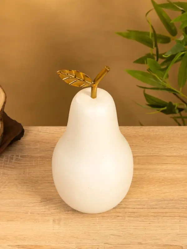 Сувенир "Груша с золотым листом" 12х12х25 см, цв. матовый белый