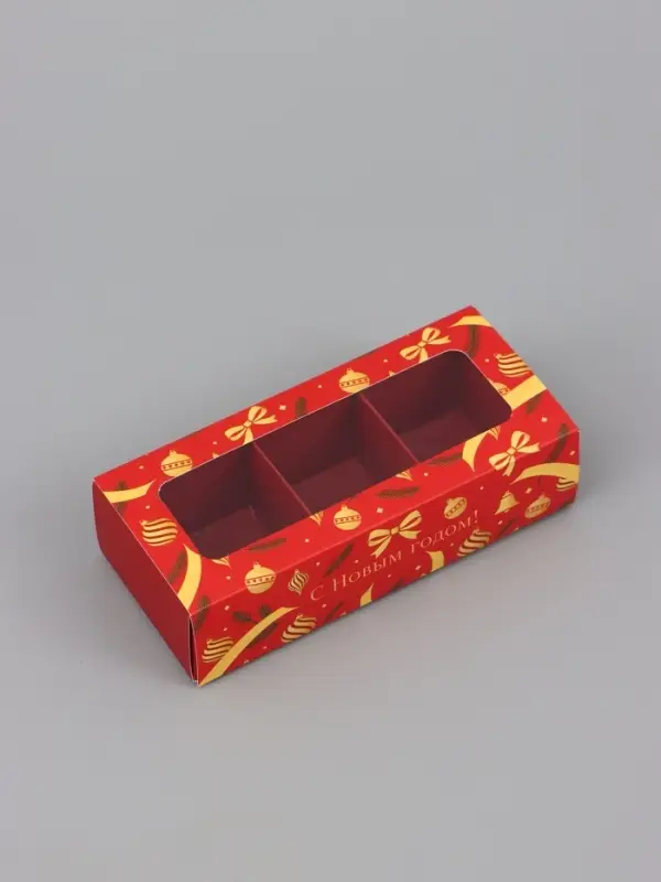 Коробка подарочная для 3 конфет &laquo;Красная&raquo;, 13.3&times;3.3&times;5.8 см
