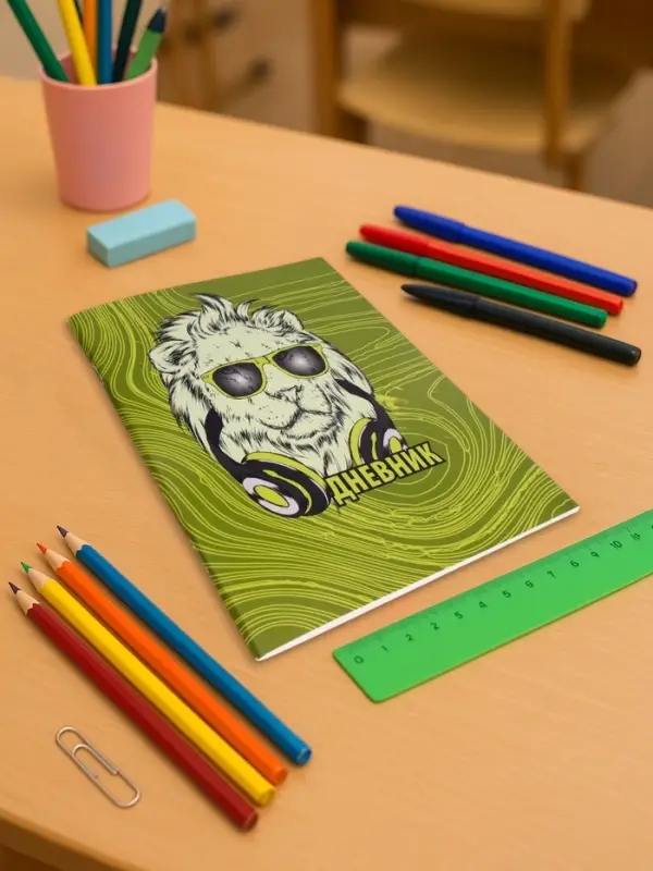 Дневник в мягкой обложке, для 1-11 классов, 40 листов, Calligrata &laquo;Лев в очках&raquo;