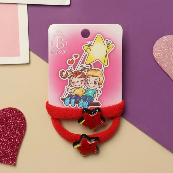 Резинка для волос  Резинка для волос "Нежность" (набор 2 шт) звёздочка, 4 см, красный