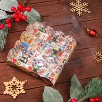 Коробка для печенья, кондитерская новогодняя упаковка, «Новогодняя афиша», 12×12×3 см