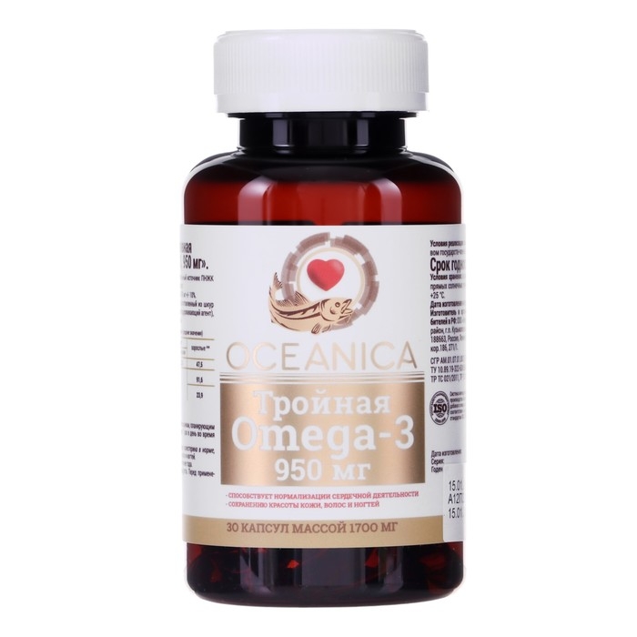 Океаника Тройная Омега-3, 950 мг, №30 Океаника Тройная Омега-3, 950 мг, №30