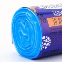 Мешки для мусора в рулоне 30 л, синие, ПНД, толщина 15 мкм, 50 шт