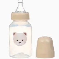 Бутылочка для кормления, новогодняя, Bear, 150 мл, цилиндр, бежевый Mum&Baby