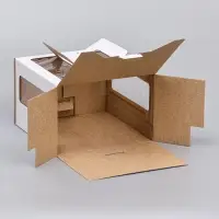 Коробка под торт 2 окна, с ручками, белая, 22&times;22&times;15 см