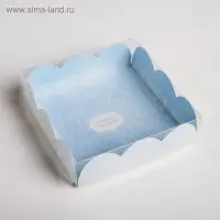 Коробка для печенья, кондитерская упаковка с пластиковой крышкой, «Сделано с любовью», 10.5 х 10.5 х 3 см