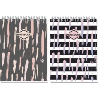 Блокнот А5,80л,клетка,метал.гребень,цв.обложка Стильный Офис 2737 в ассорт