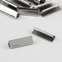 Наконечник-зажим для стропы, 6.5&times;20 мм, 10 шт., цвет серебряный