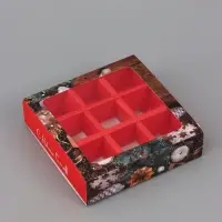 Коробка подарочная под 9 конфет &laquo;С Новым годом&raquo;, 13.7&times;13.7&times;3.5 см