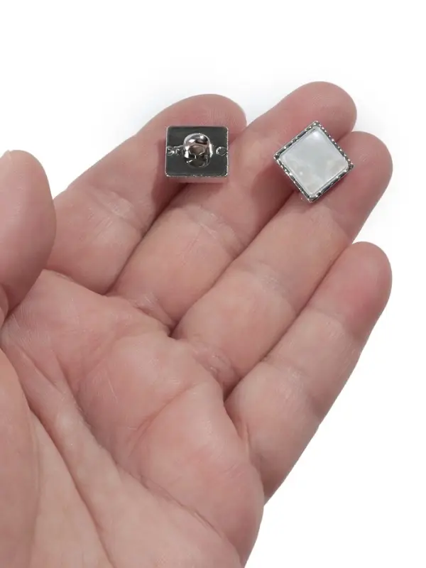 Пуговицы на ножке, пластиковые, 13&times;13 мм, набор 10 шт., цвет серебряный