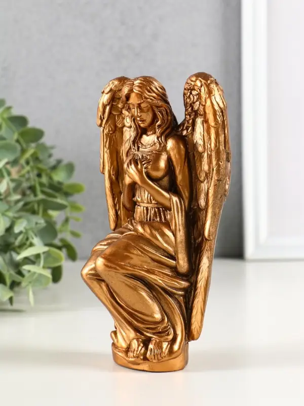 Фигура гипс "Ангел Равена" 16х9 см, бронза
