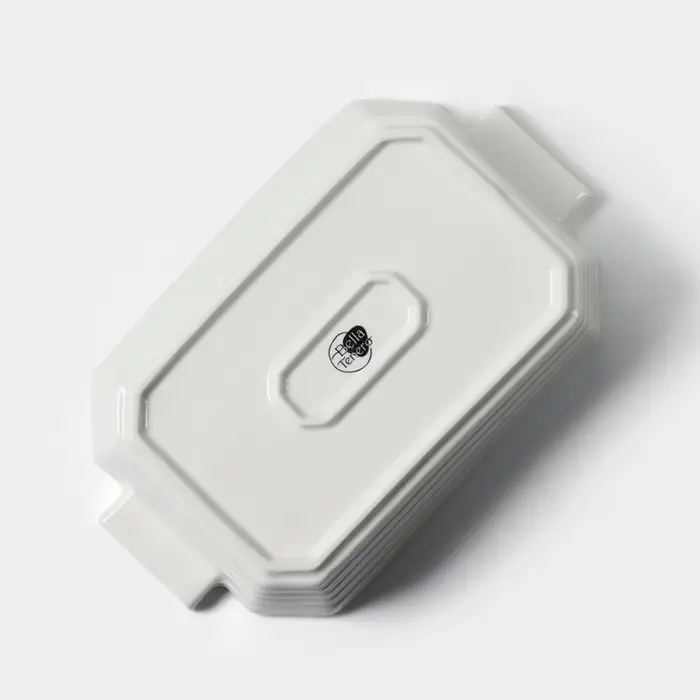 Форма для запекания BellaTenero, 1 л, 25.6&times;14.9&times;6.2 см, с бамбуковой крышкой, керамика, белая