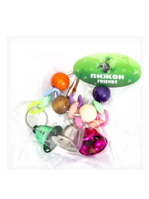 Игрушка для птиц "Кольцо" с колокольчиками, 13,5 х 5 см, микс цветов