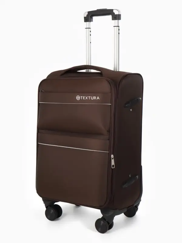 Чемодан на колёсах TEXTURA, кодовый замок, с увеличением, 36&times;25&times;58 см, 20", коричневый