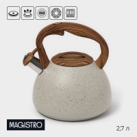 Чайник со свистком из нержавеющей стали Magistro Stone, 2,7 л, ручка soft-touch, индукция, цвет бежевый