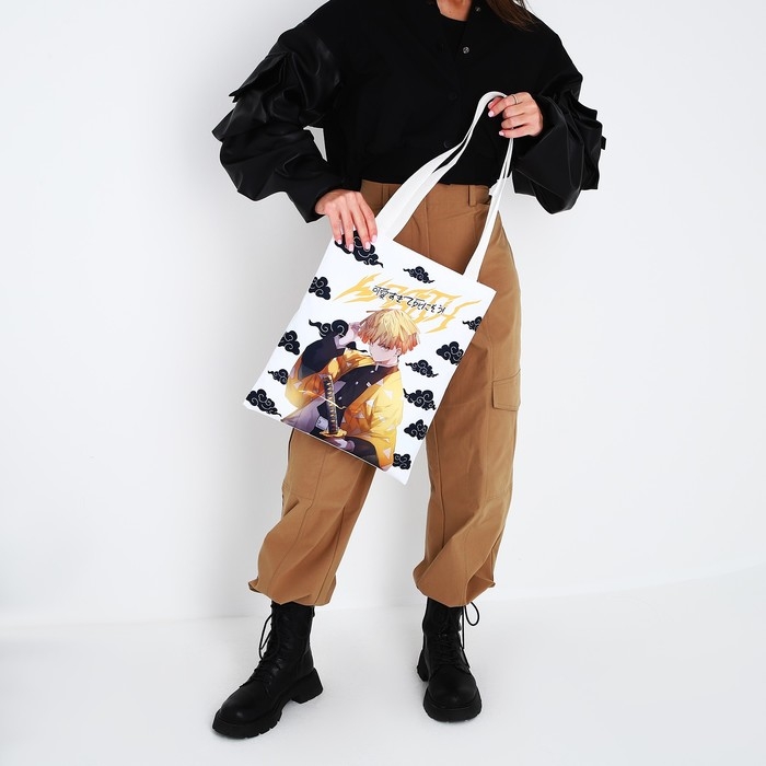 Шопер «Дзэницу», 35х0.5х40 см, отд без молнии, без подклада, белый Шопер «Дзэницу», 35х0.5х40 см, отд без молнии, без подклада, белый